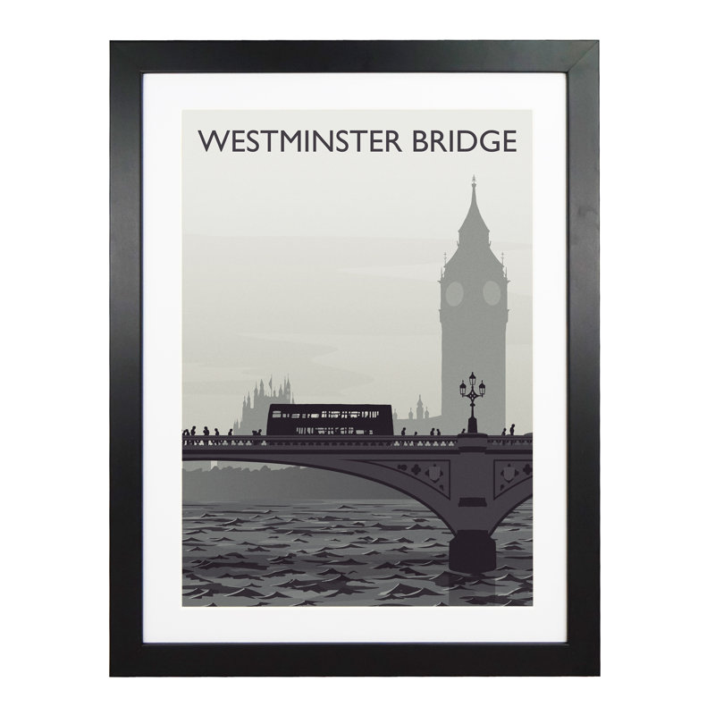 Westminster Bridge Portrait - Print, 40cm H x 30cm W x 3cm D, Black Framed