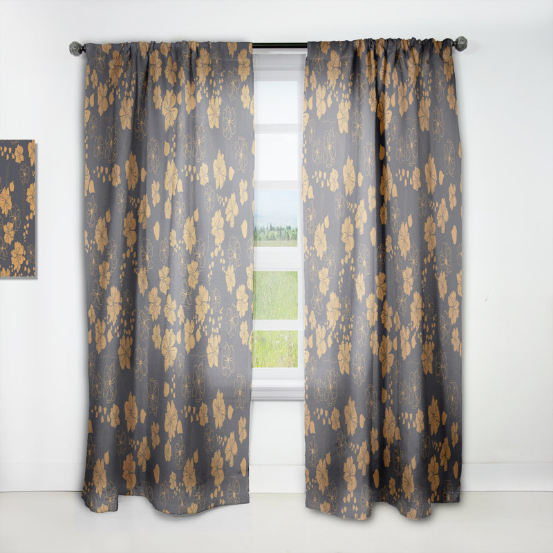 Panneau de rideau simple semi-diaphane avec passe-tringle Mid-Century, l 52 po x L 63 po