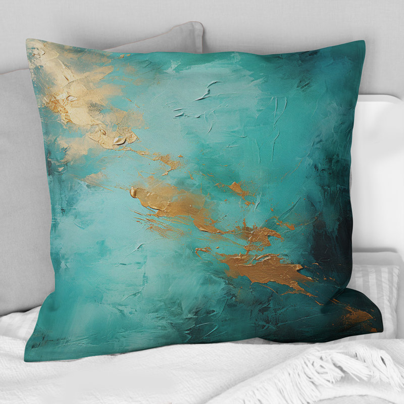 Coussin Turquoise Tranquility VI - Abstract Landscape, 18" x 18"