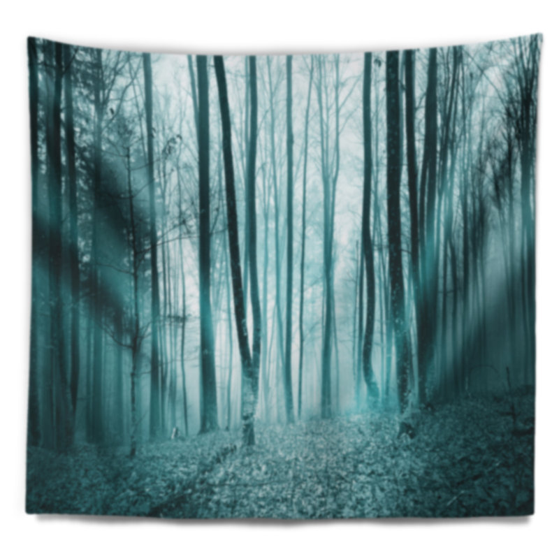 Tapisserie de forêt turquoise couleur turquoise, H 32 po x l 39 po