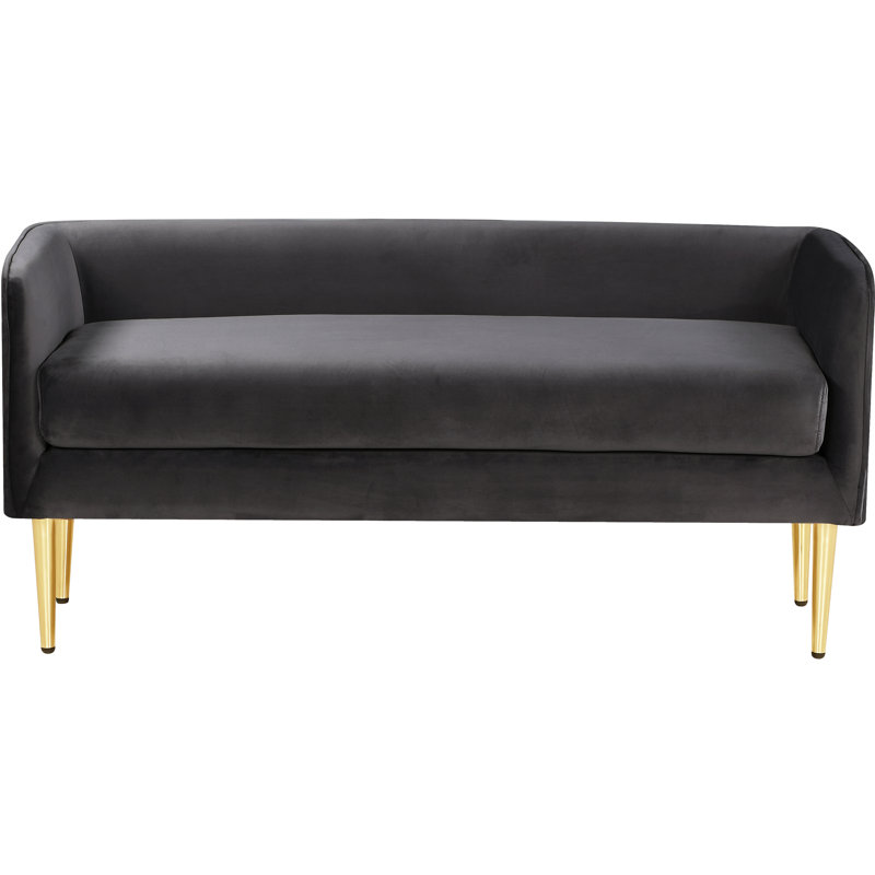 Audrey Manuel Upholstered Bench, Grey Velvet
