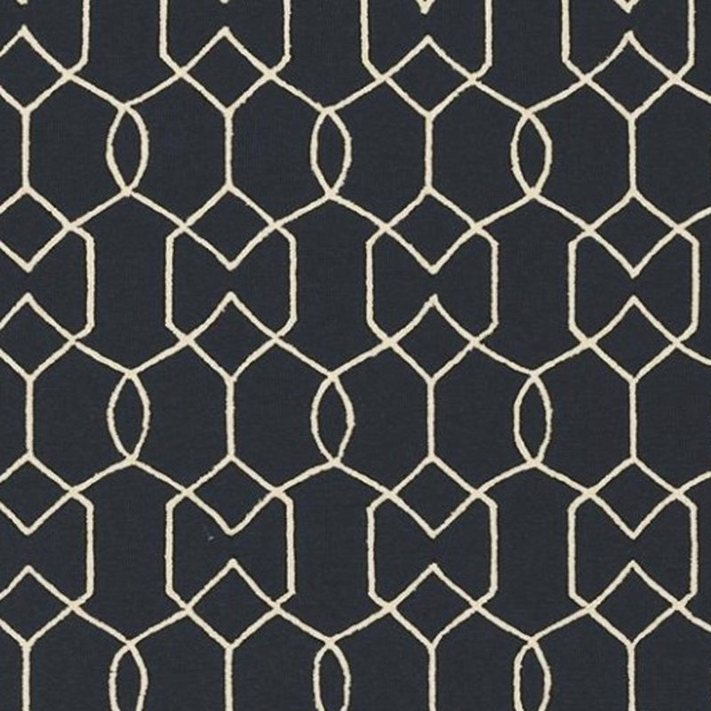 Tapis carré / extérieur carré en polypropylène à motif géométrique bleu marine / beige