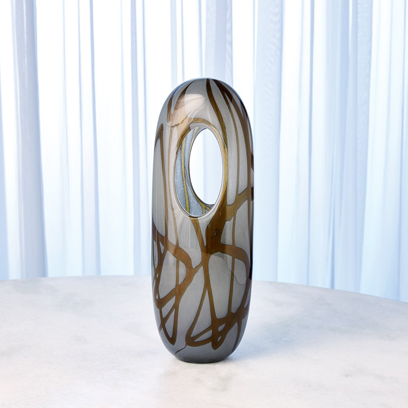 Handmade Glass Table Vase, 17.5" H x 6.5" W x 4.75" D