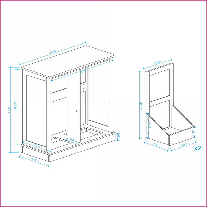 Armoire à lessive, deux compartiments inclinable avec sacs amovibles, blanc cassé | Panneau de fibres à densité moyenne | Salle de lavage