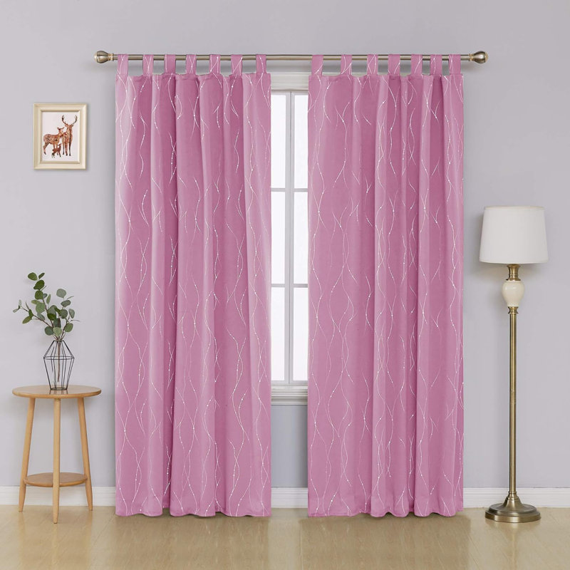 Caidah Blackout Curtain Pair, 140cm wide x 245cm high, Dark pink