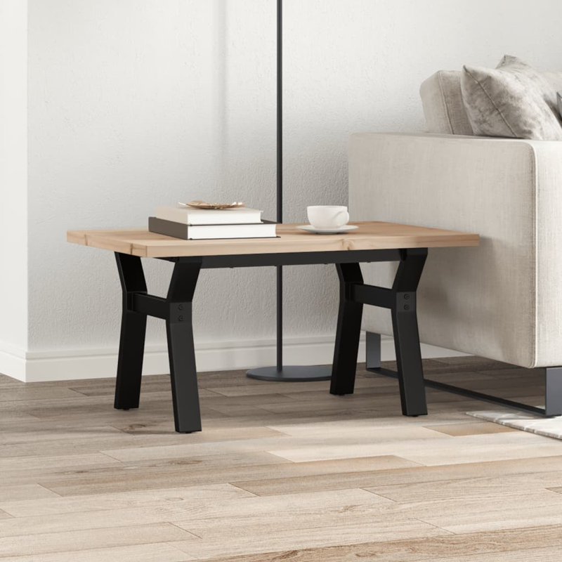 vidaXL Coffee Table Y-Frame Solid Wood Pine and Steel
