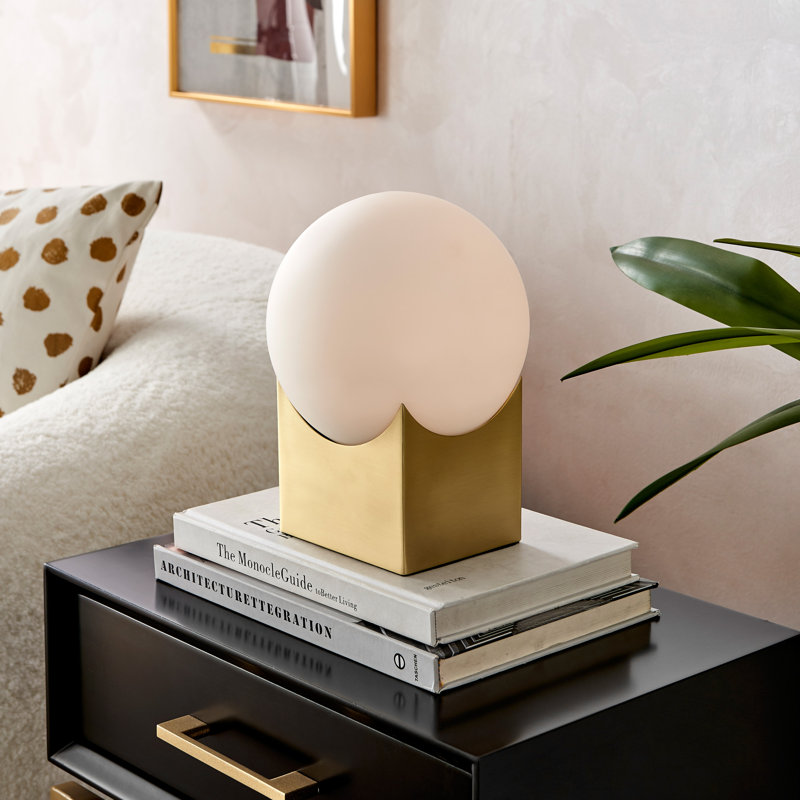 Lampe de table 11 po Loper, Givré, Or