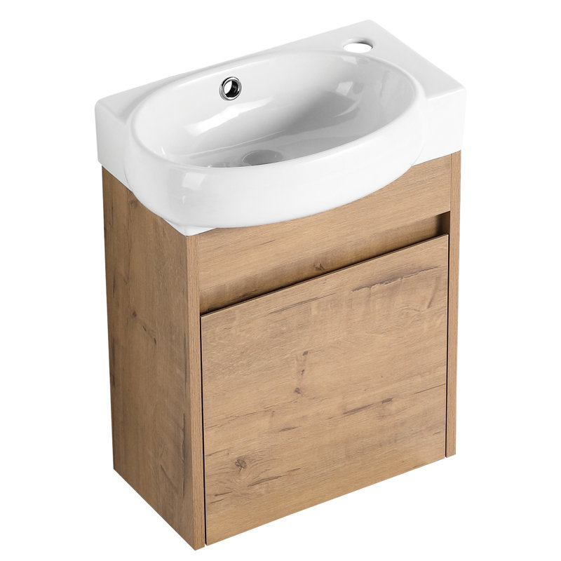 Petit meuble-lavabo de salle de bain avec lavabo - Charnières de porte de salle de bain en céramique 16 po