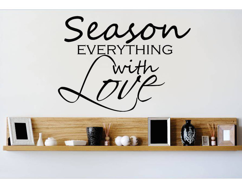Décalcomanie murale tout avec love saisons, H 20 po x l 20 po x P 0,16 po, Noir