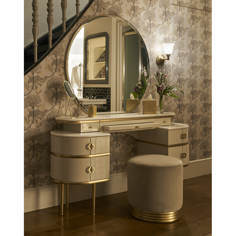 Zelda Vanity Set and Mirror, Brushed Brass