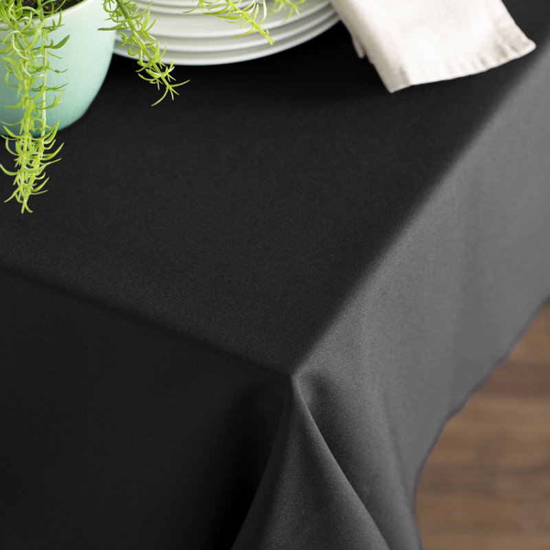 Rectangular Stain-Resistant Polyester Tablecloth - Basics by Wayfair™, Black, 84" x 60"