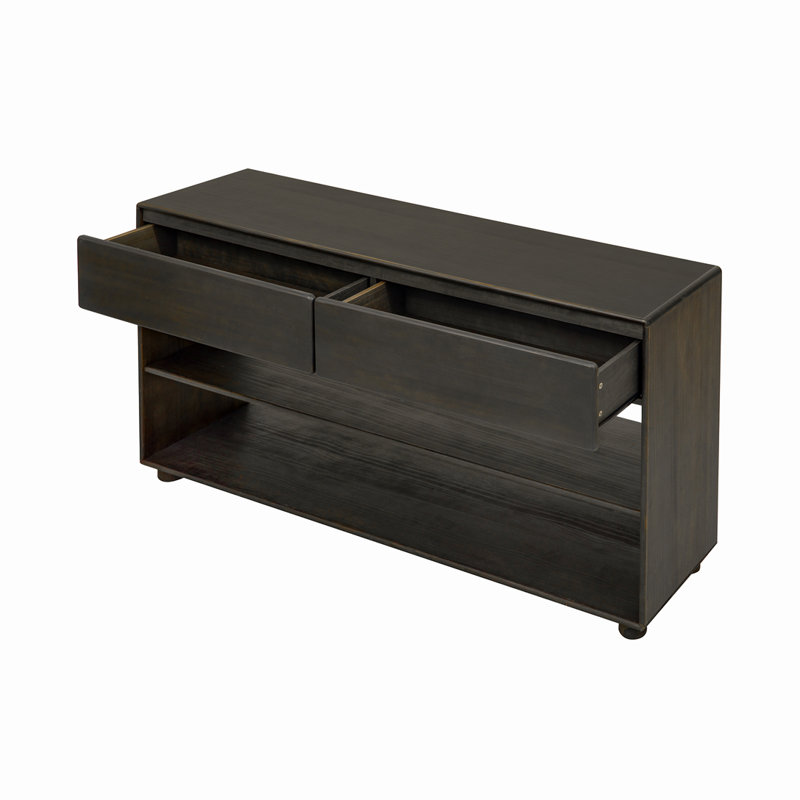 Commode 2 tiroirs avec tablettes, Espresso