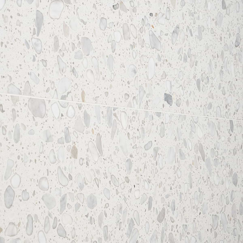 Terrazzo Italy Sacra 24x24 Honed Marble Tile, Sacra Bianco White