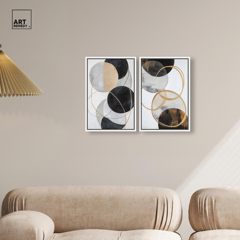 Urban Orbits Diptych Canvas Print Brown Wall Art Set by Art Remedy, Black Frame, 10 x 15, Cadre argenté, 16" H x 11" W