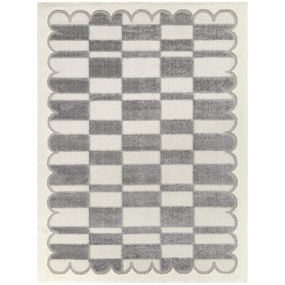 Tapis crème à carreaux moderne Sylvester