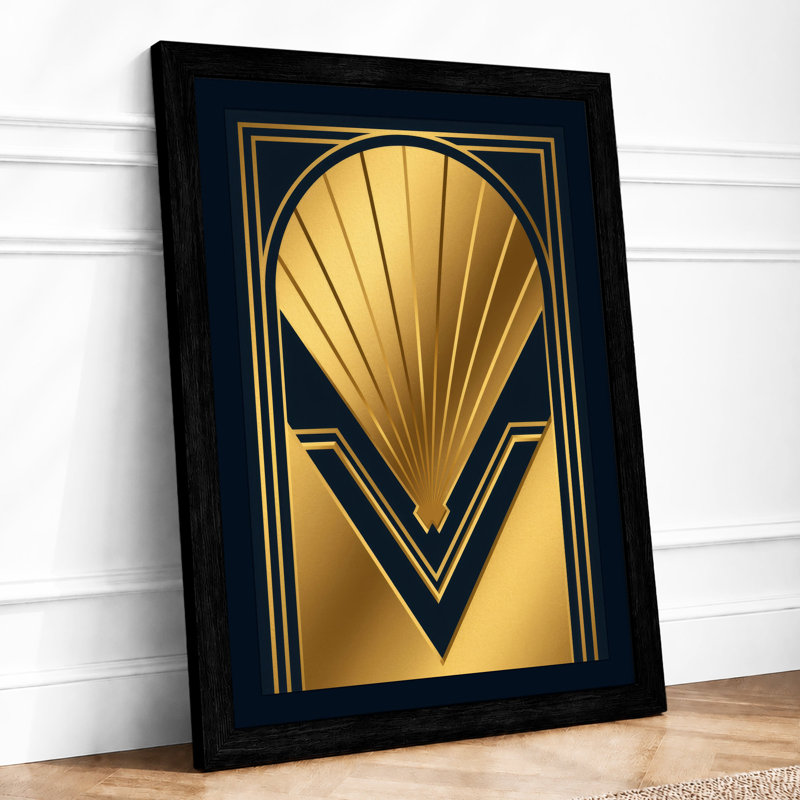 Sunburst Art Deco - Framed Print, A2 - 59.4 x 42.0 cm, Black