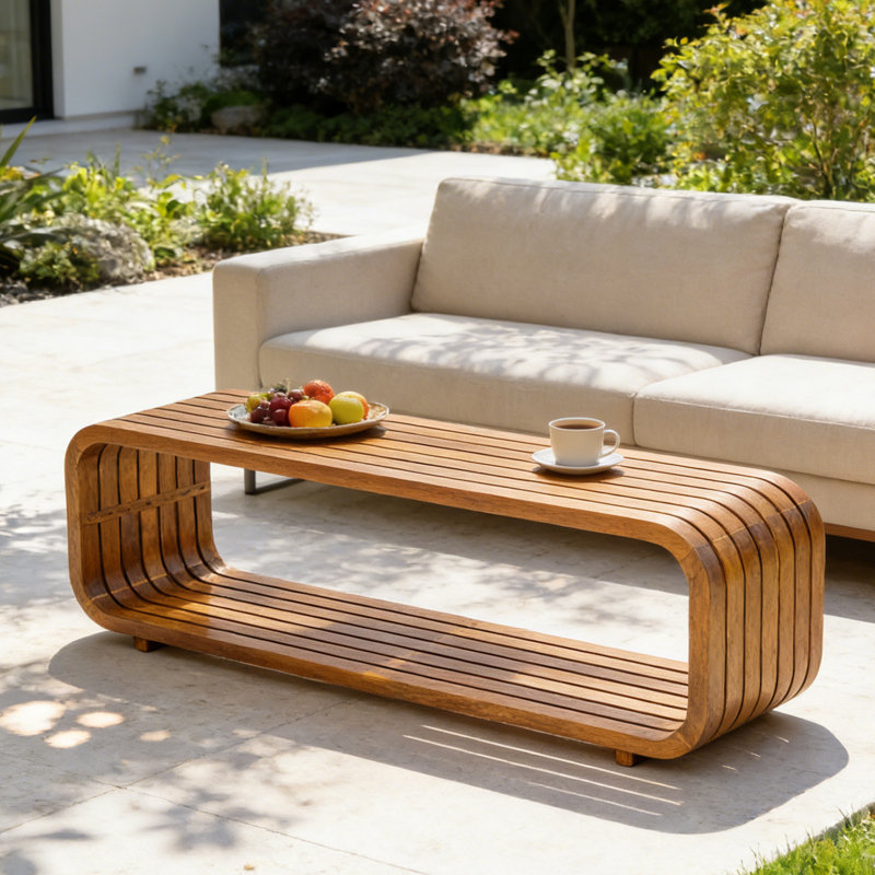 Table basse d'extérieur en bois d'acacia pour le jardin ou le balcon