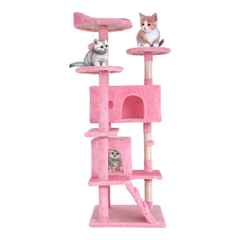 Tour pour arbre à chat Derrell, H 54,7 po x l 19,3 po x P 19,3 po, Rose