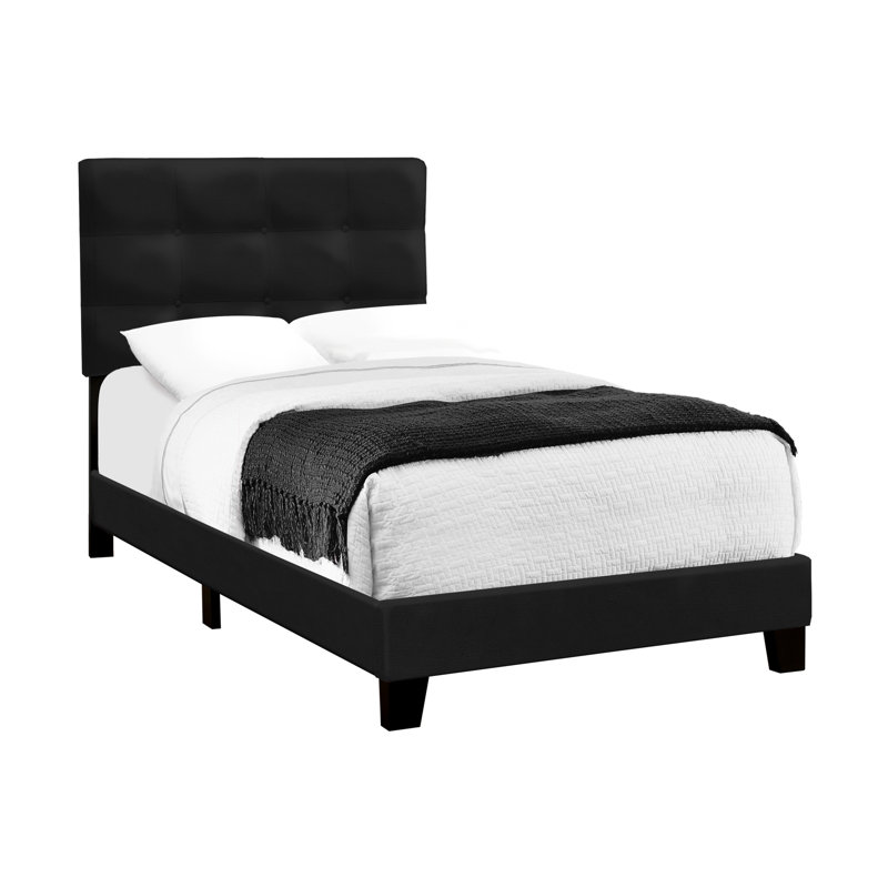 Lit simple Youthful - revêtu de velours noir pour un confort parfait