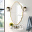 Miroir mural ovale avec cadre en aluminium, verre trempé HD, décor mosaïque, suspension verticale / horizontale, résistant aux chocs pour meuble-lavabo, salon et entrée-783339891-783339890