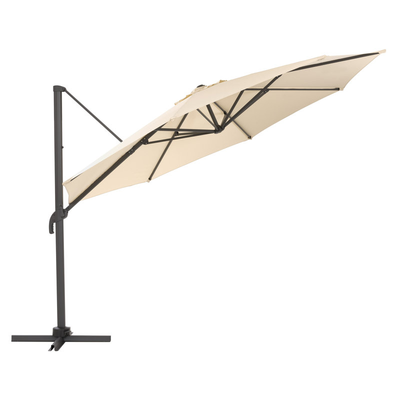 Parasol porte-à-faux octogonal de 11,3 pi Gribble, Blanc chaud