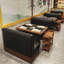 Modern Stylish Restaurant Cafe Black Benches Faux Leather Upholstered Bench