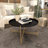 Metal Tray Top Black Coffee Table with Gold X-Shaped Base
