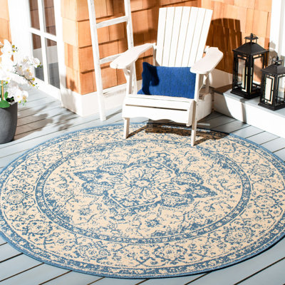 Danya Oriental Cream/Blue Indoor/Outdoor Area Rug