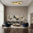 DAINTE Circle Glass and Brass Ceiling Mount Chandelier, Elegant Flush Mount Light Fixture for Living Room, Dining Room and Entryway