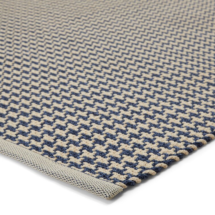Joss & Main Greta Geometric Handmade Flatweave Polypropylene Indoor / Outdoor Area Rug in Winter White/Twilight Blue/Tempest Rug Size: Rectangle 9' x 12