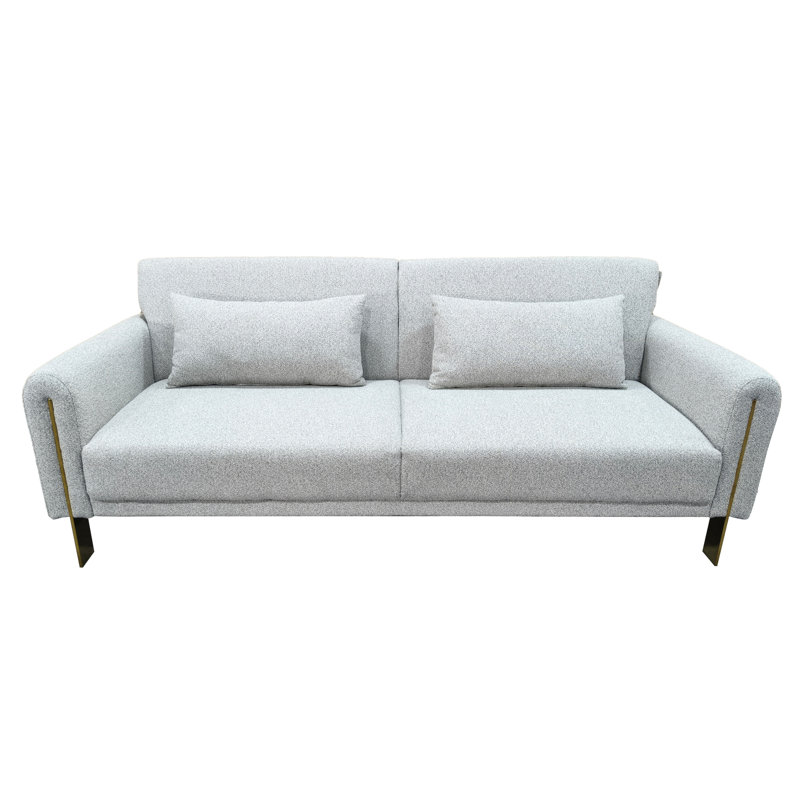 3 Seater Linen Sofa Bed, Silver