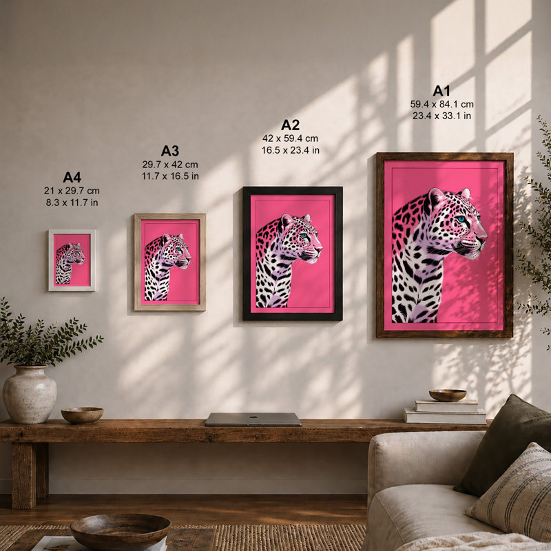 Alert Leopard Modern - Framed Print, Unframed, A2 - 59.4 x 42.0 cm