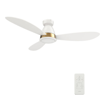 52" Smart Flush Mount Ceiling Fan with Remote Control and LED Light Kit Included