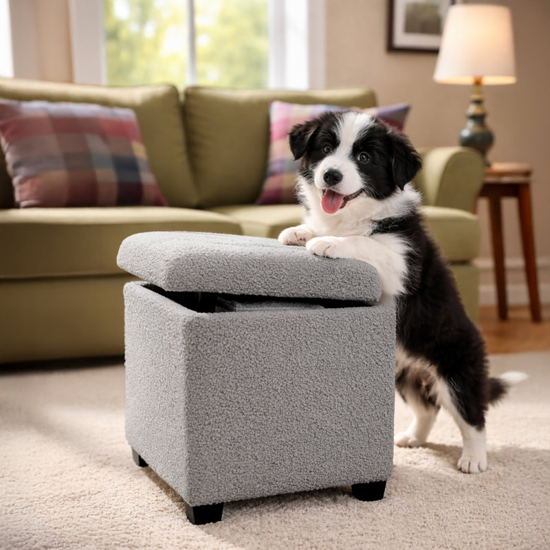 45cm Wide Tufted Square Solid Colour Footstool Ottoman with Storage