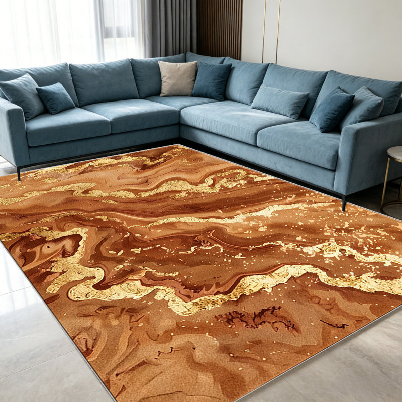Terracotta Gold Marble carpet-easy to clean, machine-washable, soft and comfortable; suitable for door mats, kitchens, living rooms, bedrooms, corridors, and laundry areas. Easy to clean, durable carpet for home decoration.