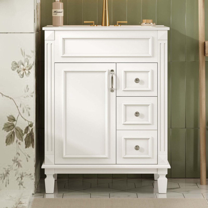 Meuble-lavabo 24 po avec lavabo en céramique, Blanc