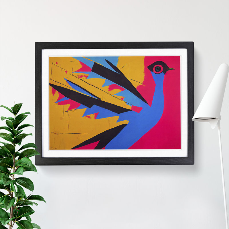 Dove Bird Abstract Vol.6 - Single Picture Frame Print, Black, 46cm H x 64cm W x 2cm D
