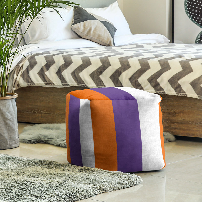 Repose-pieds Stripes, Orange / mauve / blanc