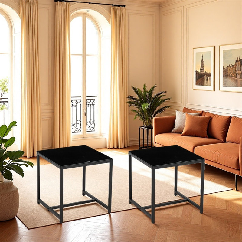 Ensemble de table de canapé deux pièces avec pieds en métal.