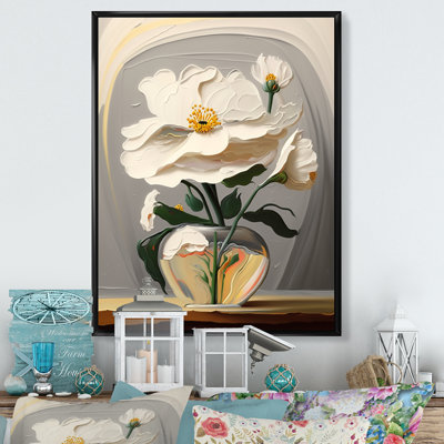 «Blossoming White Flowers Still Life I», reproduction d'art sur toile florale