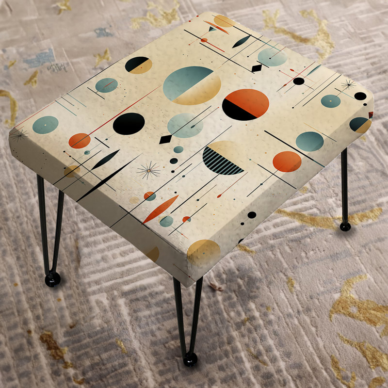 Beige Retro Modern Sphere Matrix - Geometric Rectangle Ottoman