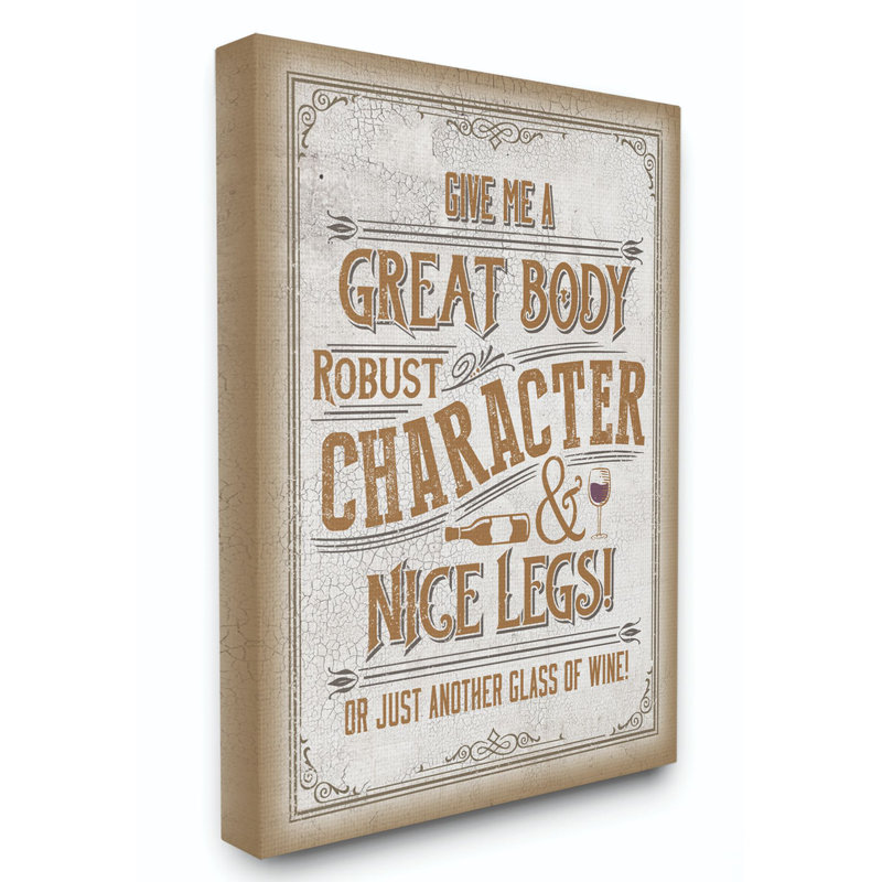«Great Body Wine Sign», impression d'art graphique, Toile tendue, H 20 po x l 16 po