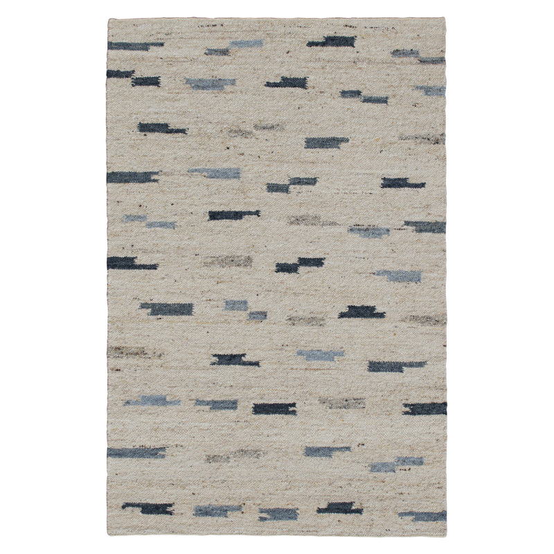 Tapis abstrait beige / noir tissé à la main Leesen, Rectangle de 10 pi x 14 pi