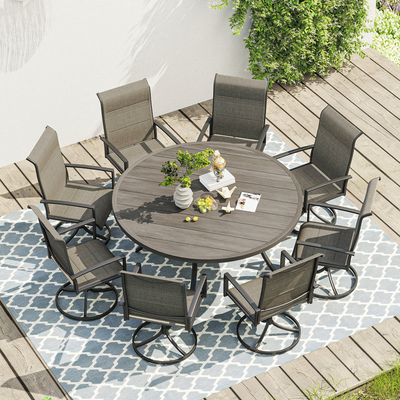 Ensemble de salle à manger d'extérieur 9 pièces 9 pièces, Gris