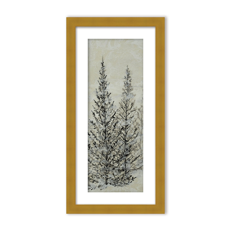 Nature Inspired "Silent Pines" Canvas Wall Art By , 24" H x 12" W x 1.125" D, Framed Matted Print, Brown