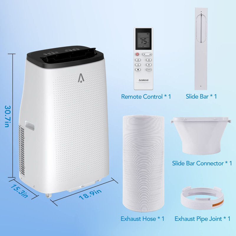 Climatiseur portatif 14 000 BTU avec télécommande, Noir