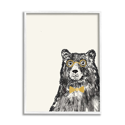 Bear Glasses Bow Tie Kids' Animal Art