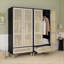 Commodes et amp; Garde-robe, garde-robe Boho de 70,8 po de hauteur avec 2 portes en rotin, 1 tiroir et Tige suspendue | Naturel + noir | Panneau de particules