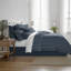 Shay Broad Ticking Stripe Dark Denim Cotton Duvet Cover Set  8 Piece-1896941793