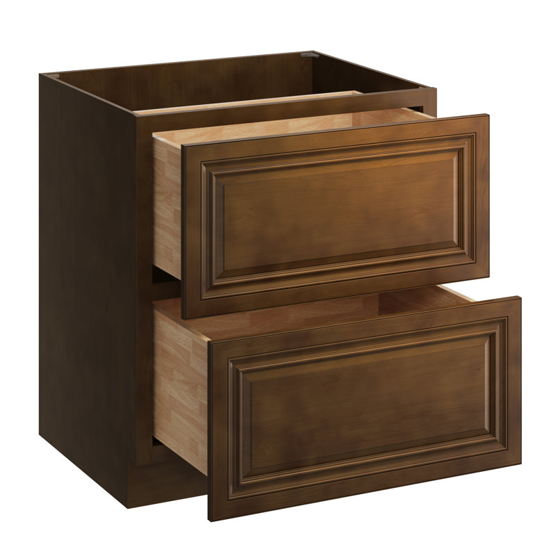 Armoire de cuisine au sol avec 2 tiroirs, Caramel foncé, 30"